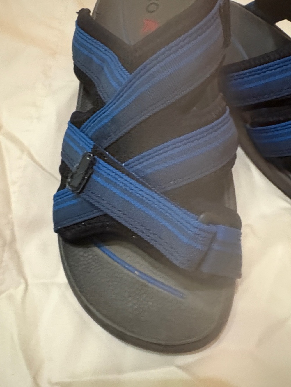Ecco Blue and Black Cross-Strap Slide Sandals 37 - Picture 3 of 9